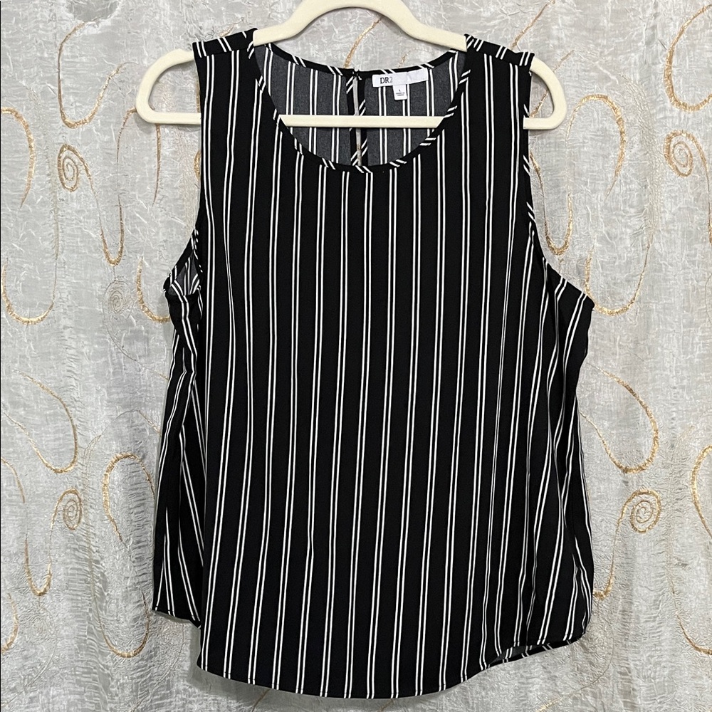 DR2 Black and White Striped Tank Top